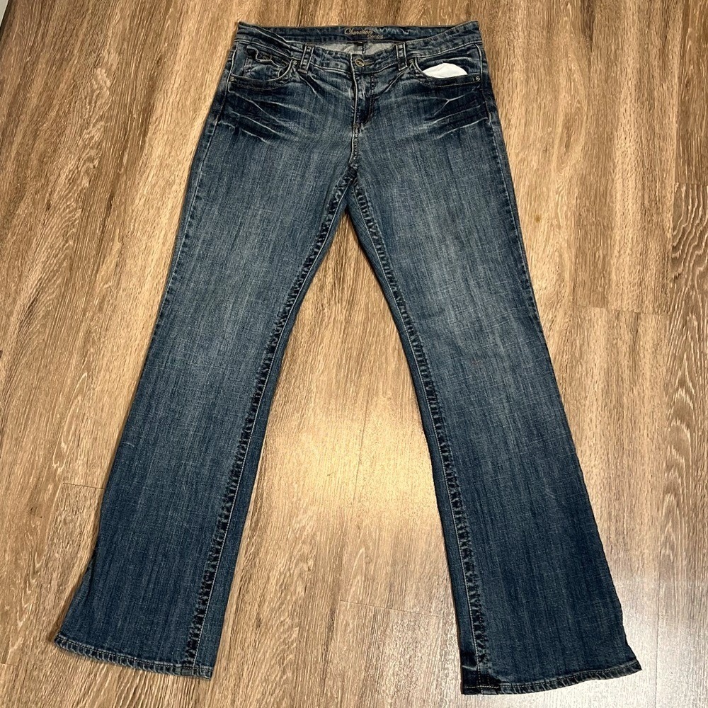 Common Genes Womens Bootcut Jeans Blue Denim‎ Flap Pocket Size 12 Low Rise